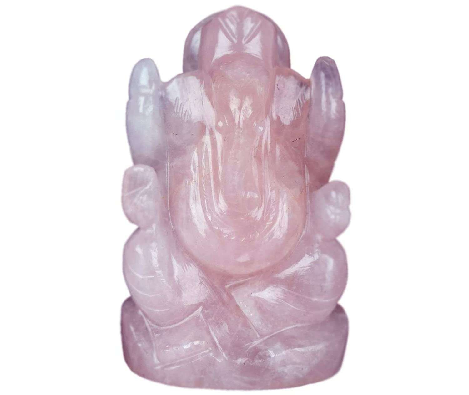 Crystal Ganesha Idol for Home D?cor Peace and Serenity Happy Man for Good Luck, Wealth, Prosperity at Home,Office Ganesha Idol For Gift Item (Rose Quartz)
